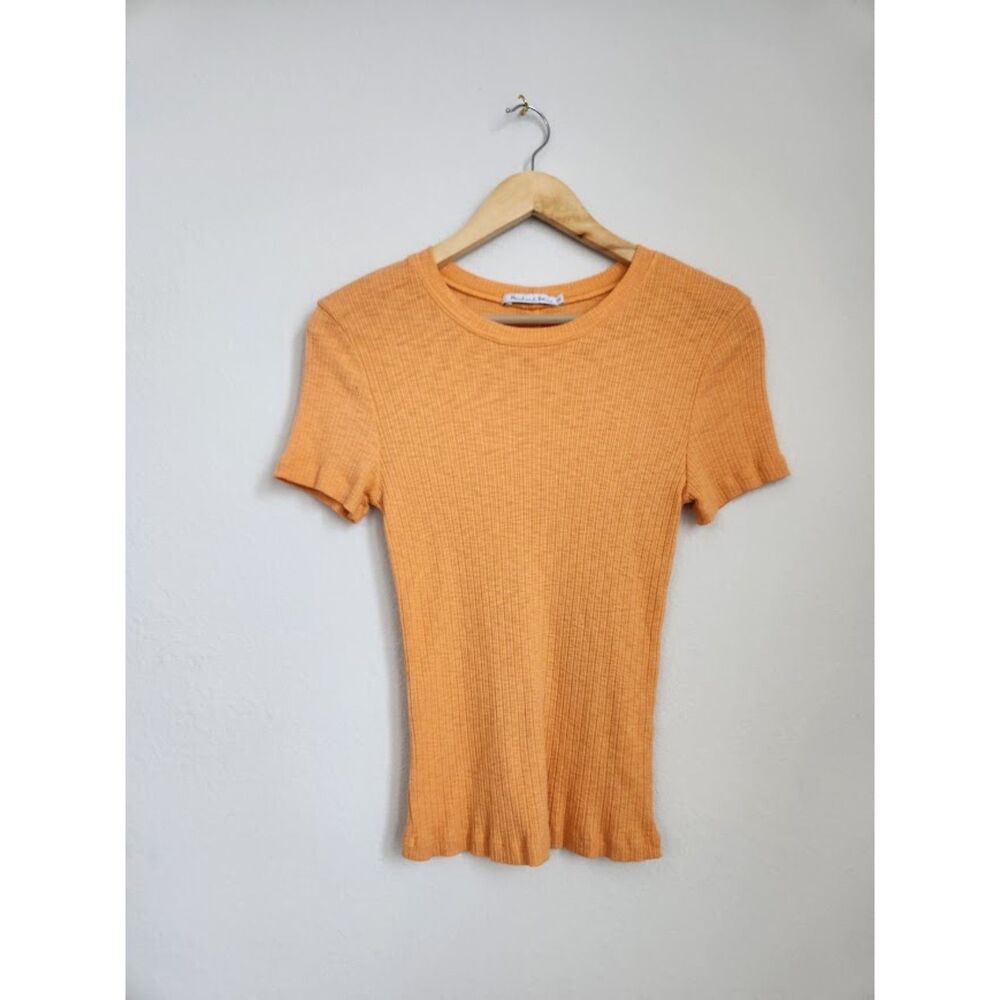 Michael Stars Orange Ribbed Short Sleeve Crew Neck Tee | Size OS